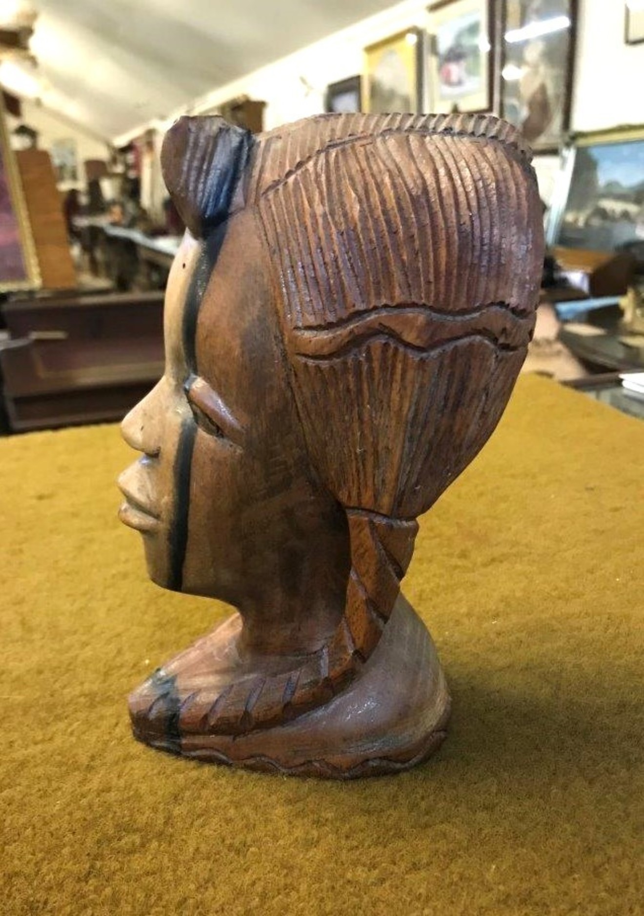 Vintage West African Hand Carved Hardwood Bust