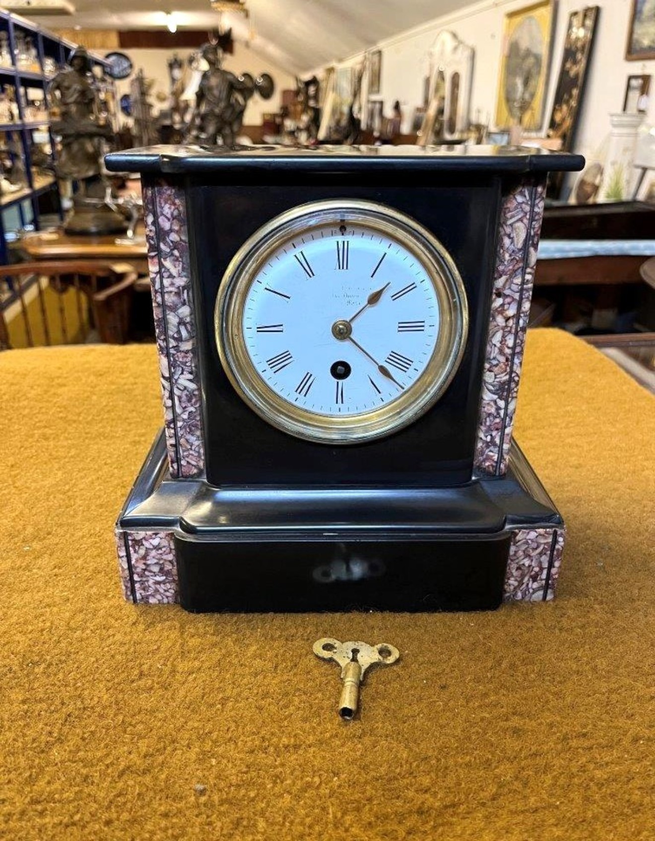 Antique Slate and Marble Mantel Clock