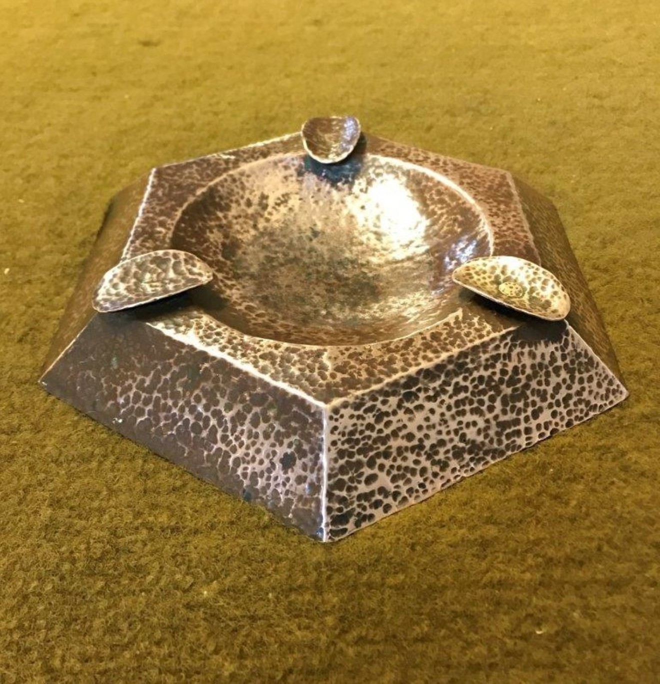 Arts & Crafts Hammered Copper Ashtray
