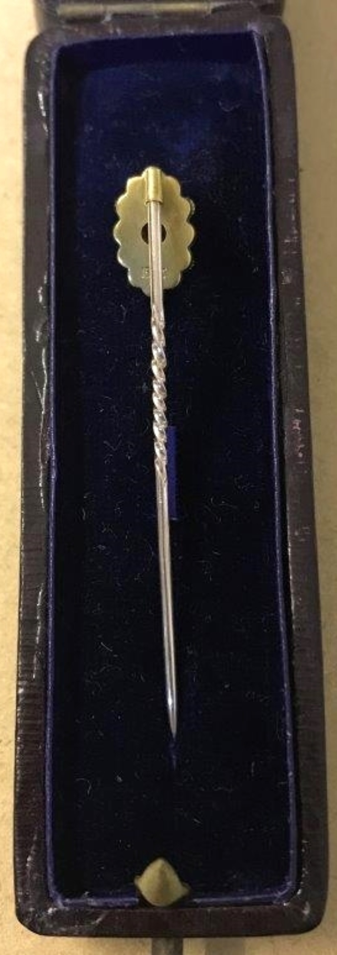 Antique Cased 15 Carat Gold Pearl Stick Pin
