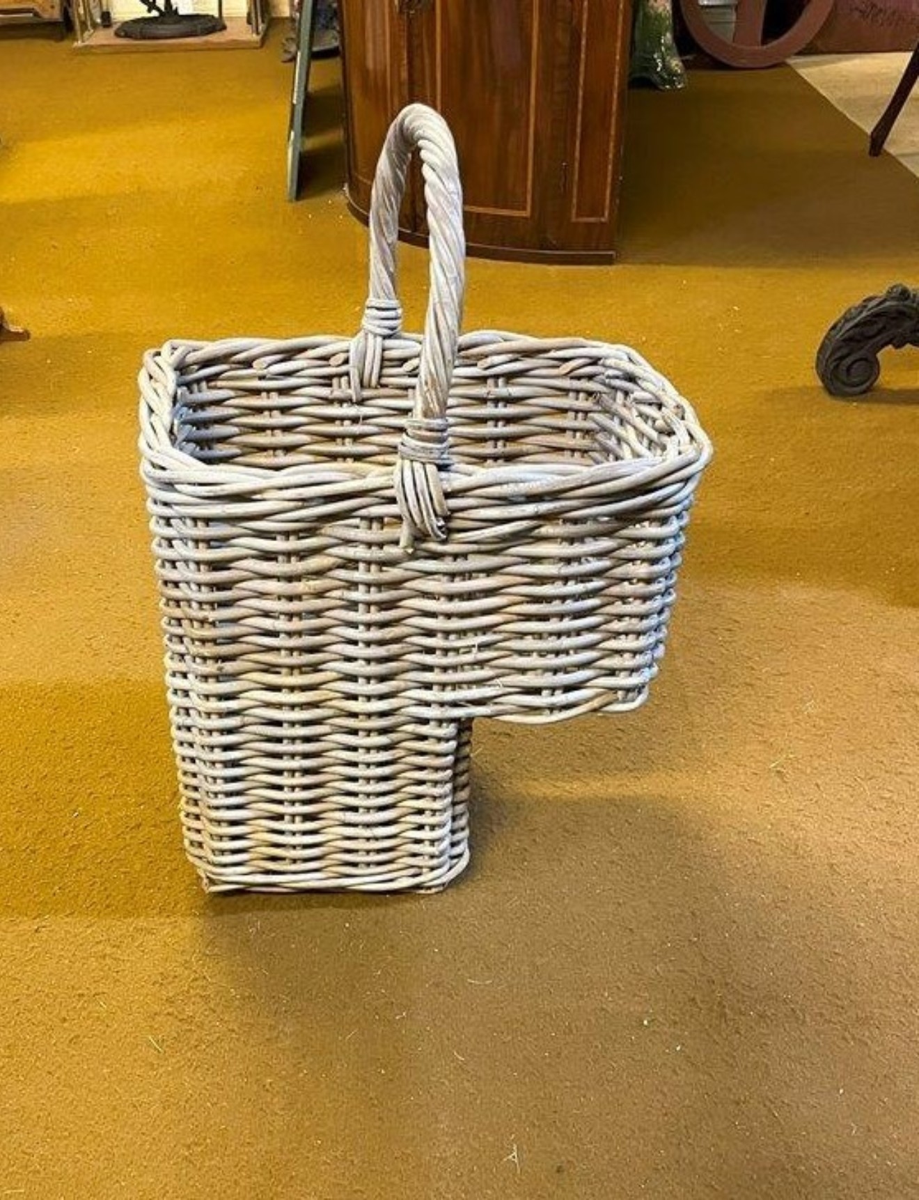 Vintage Grey Rattan Stair Step Washing Basket