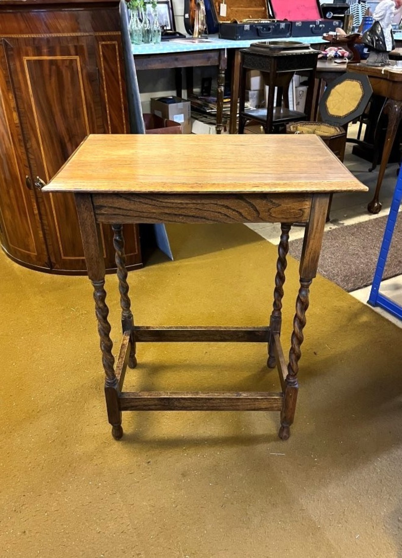 Antique Oak Rectangular Occasional Table with Barley Twist Legs