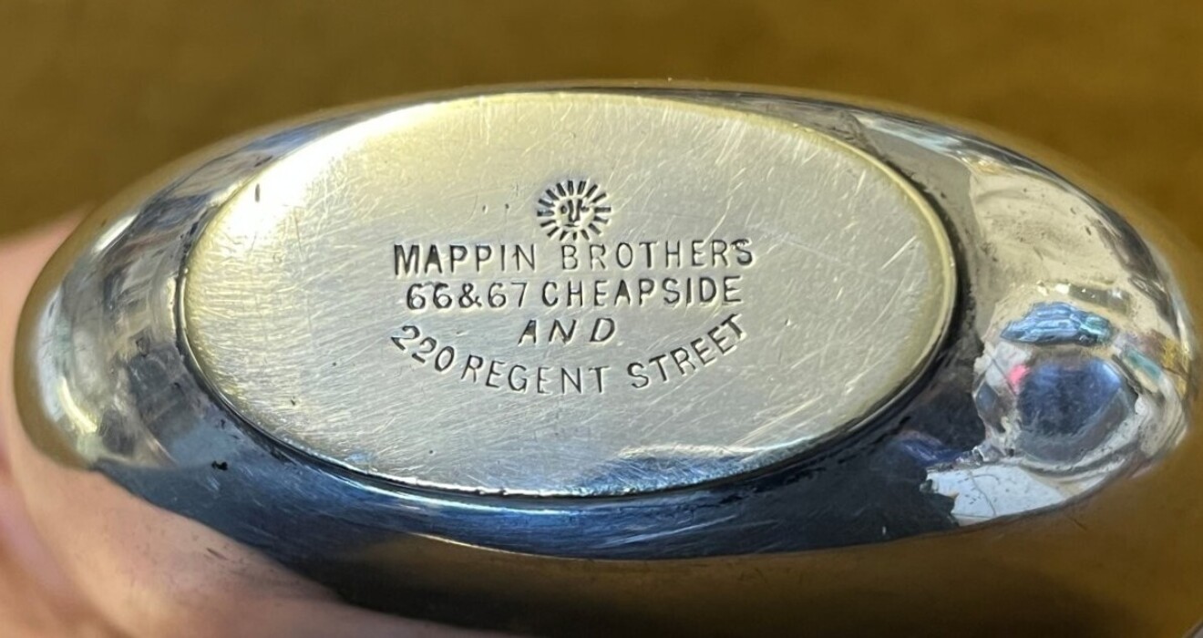 Antique Silver Plated Leather Bound Spirit Flask by Mappin Brothers London