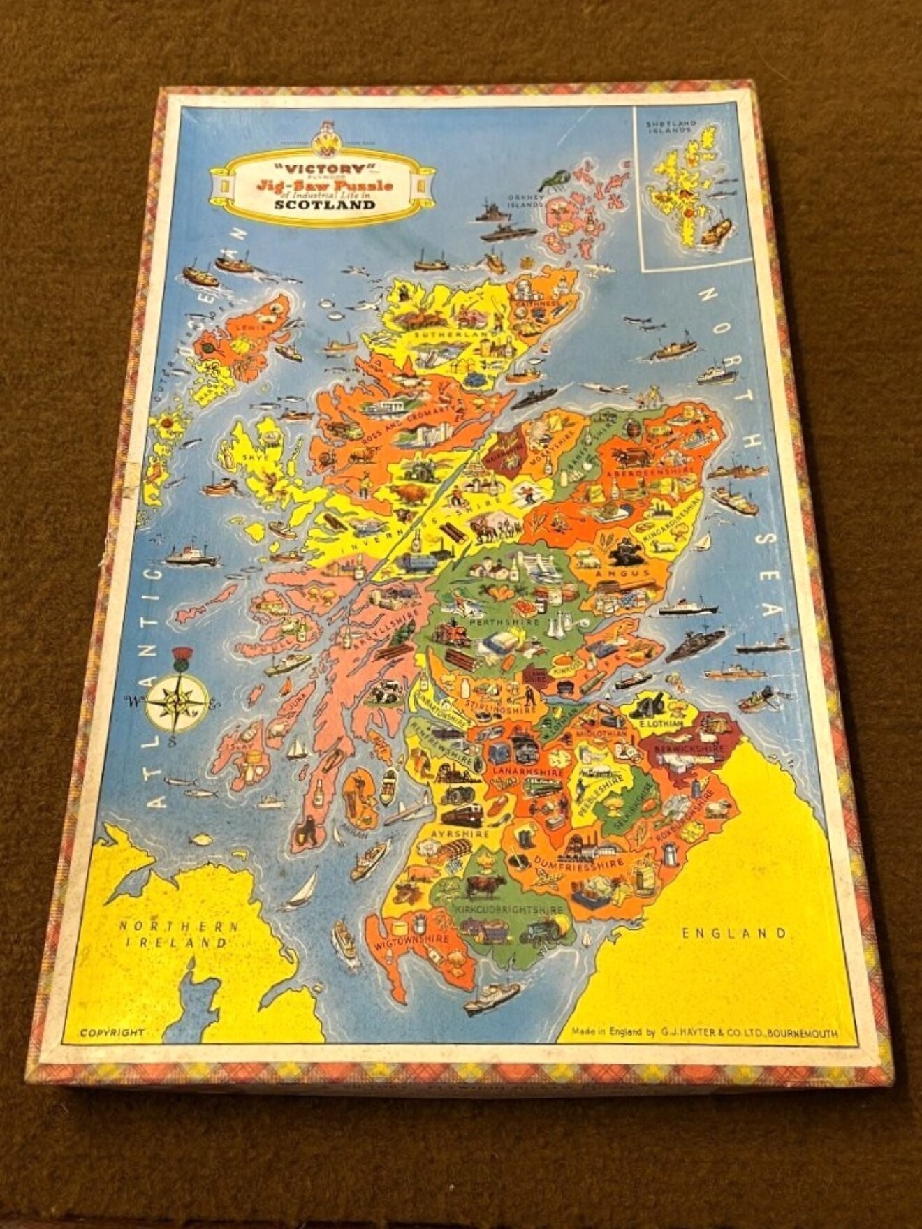 Vintage "Victory" Plywood Jigsaw Puzzle of Industrial Life in Scotland