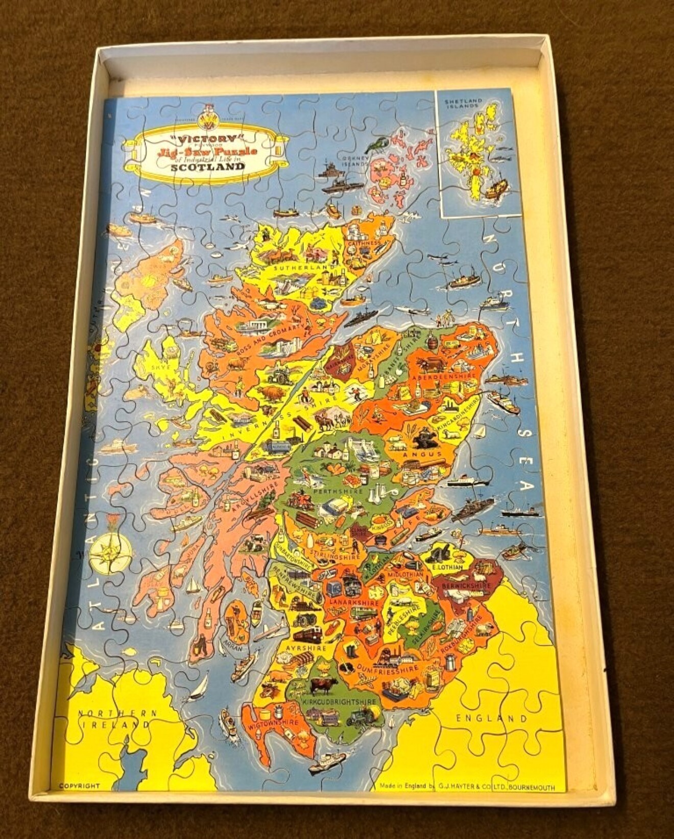 Vintage "Victory" Plywood Jigsaw Puzzle of Industrial Life in Scotland