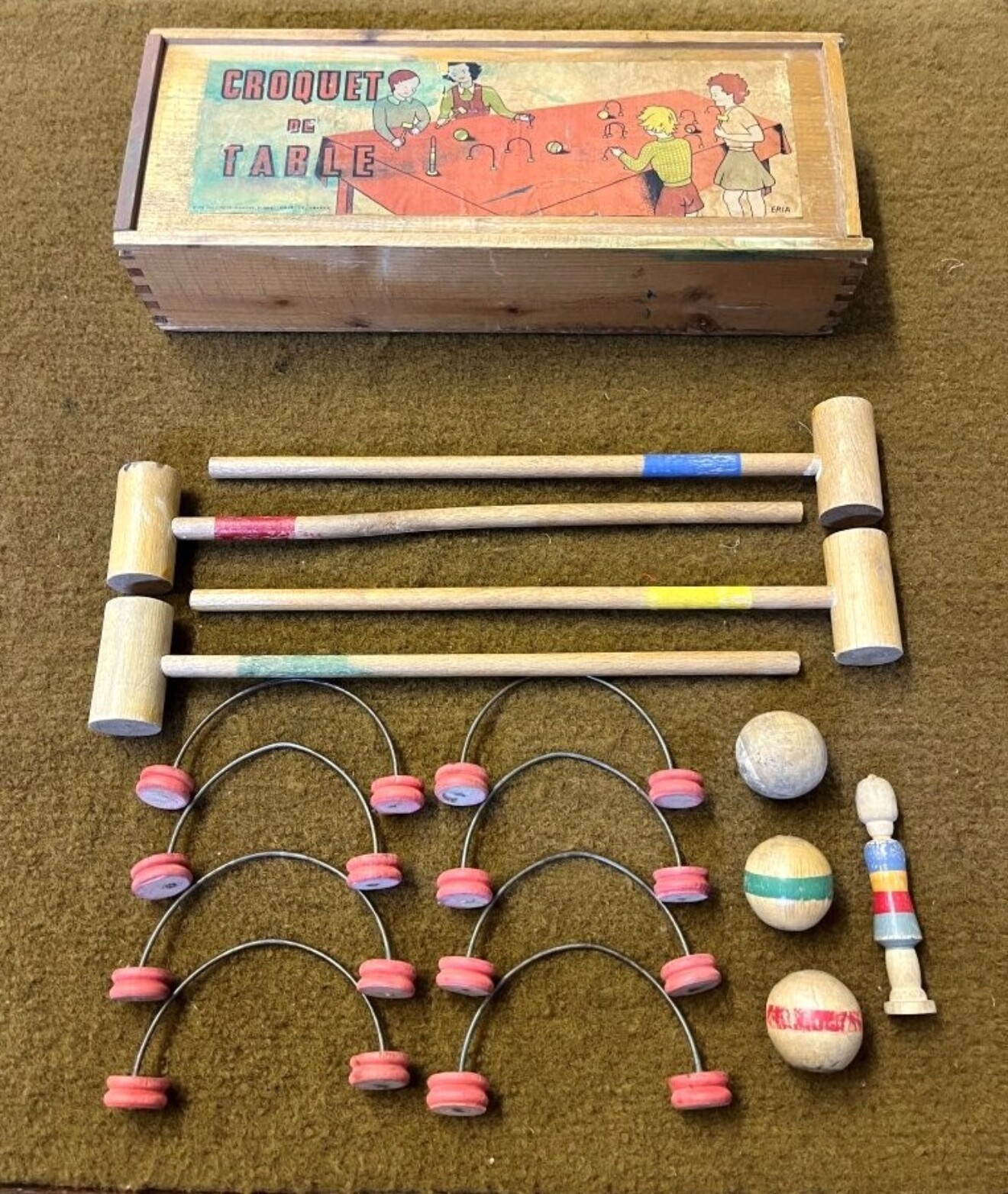 Vintage French Croquet de Table Table Top Croquet Set