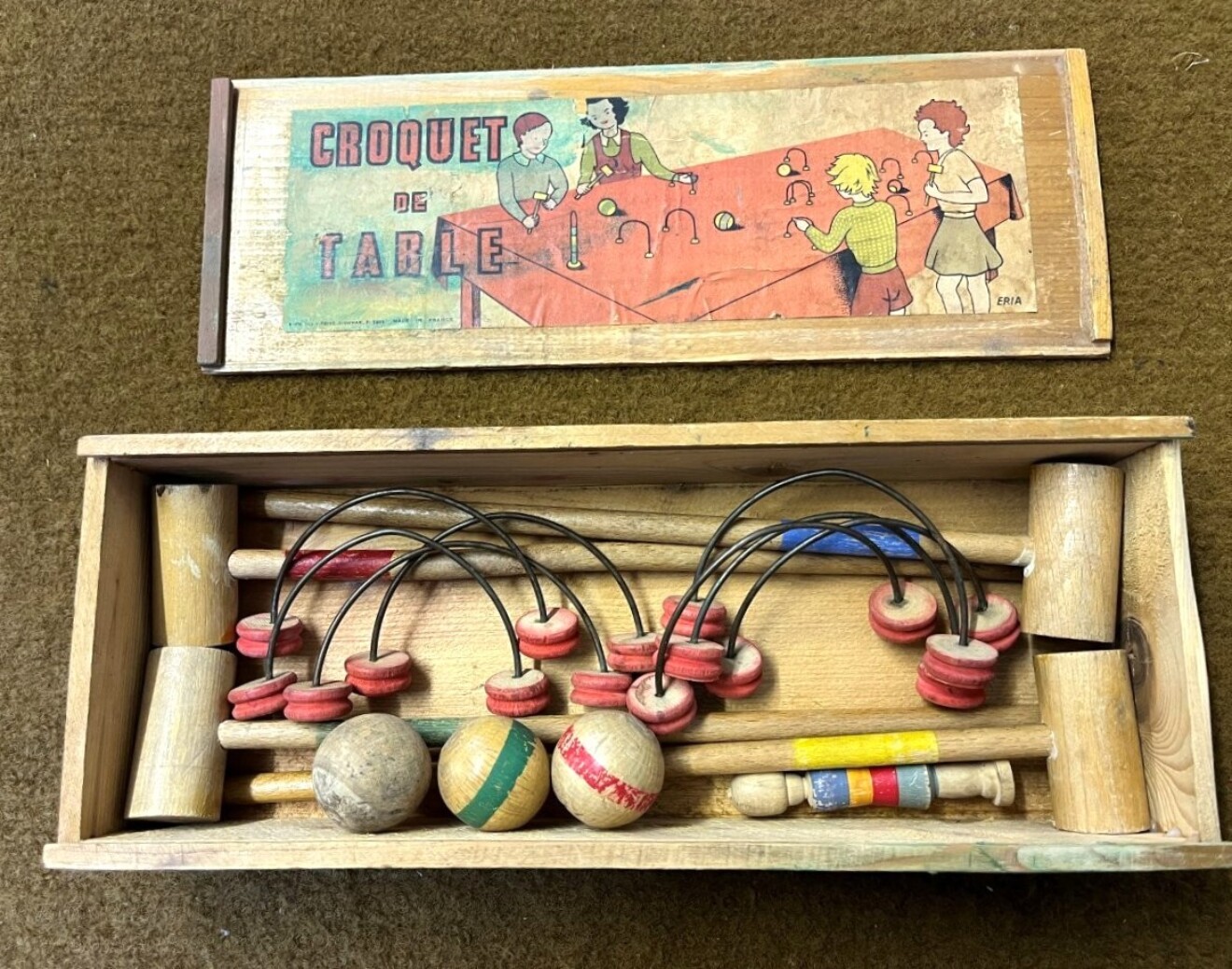 Vintage French Croquet de Table Table Top Croquet Set