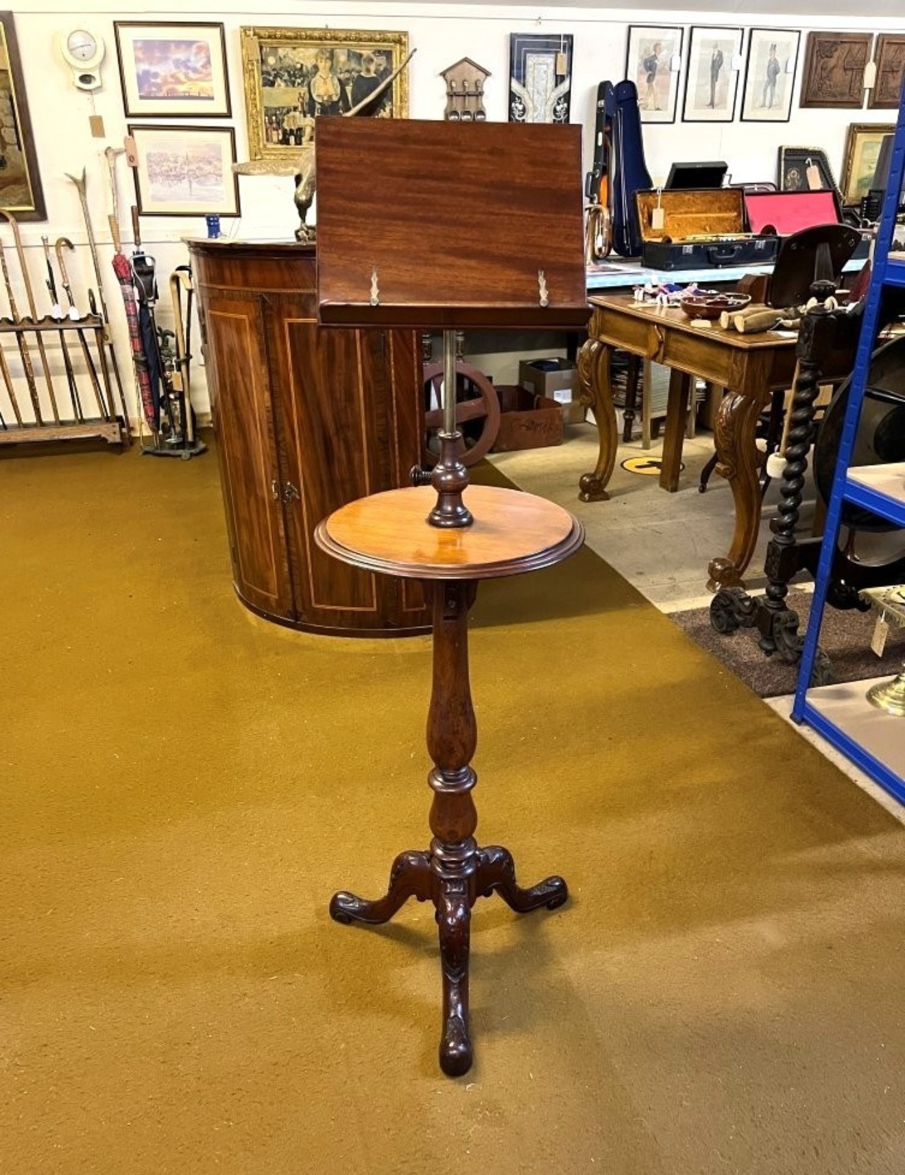 Antique Mahogany Adjustable Music / Book Stand Table by The Weston Cabinet Works Weston Super Mare