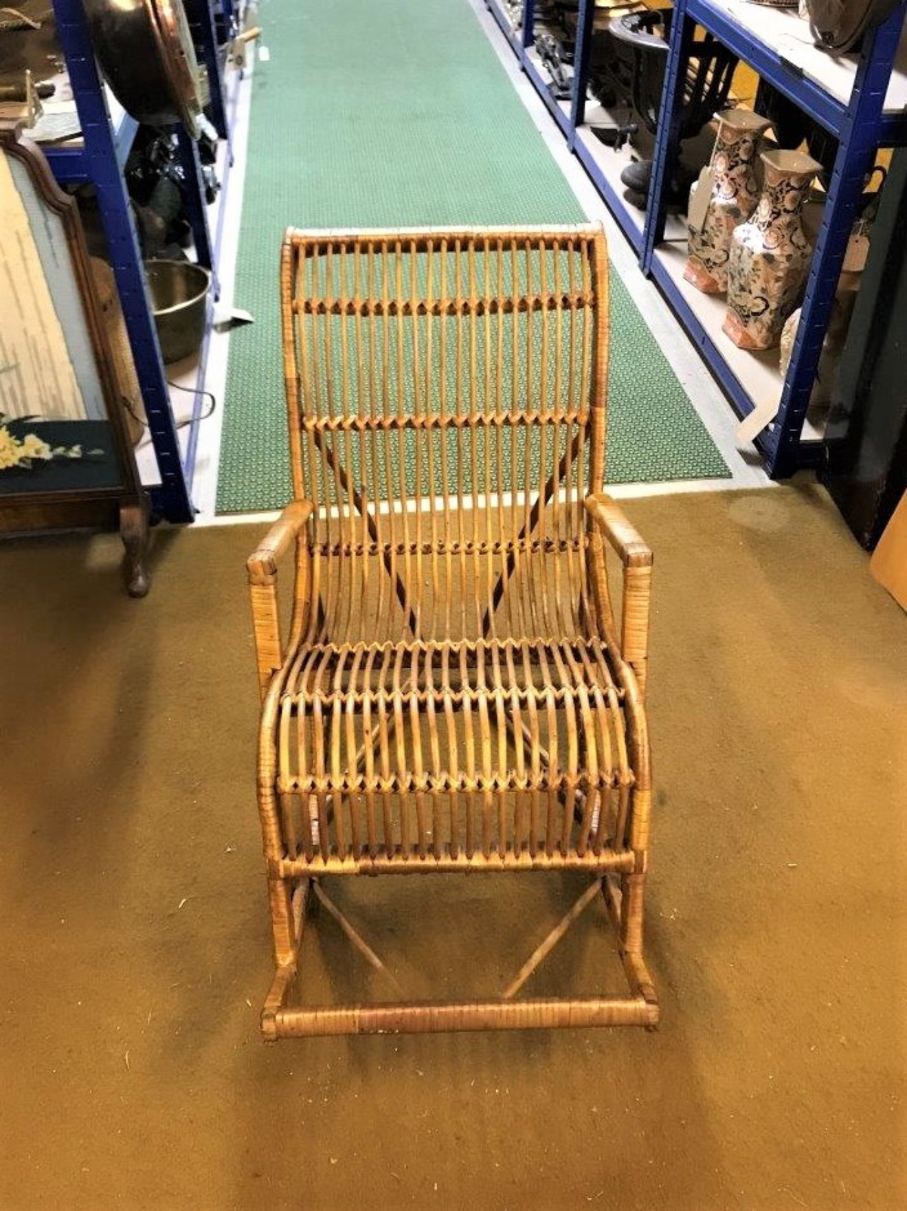 Vintage Bamboo & Rush Childs Rocking Chair