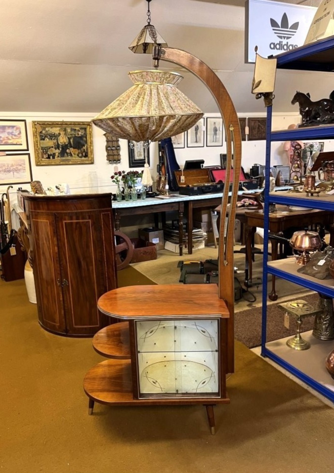 Mid Century Walnut Cocktail Cabinet / Floor Light by Wilhelm Krechlok Kg
