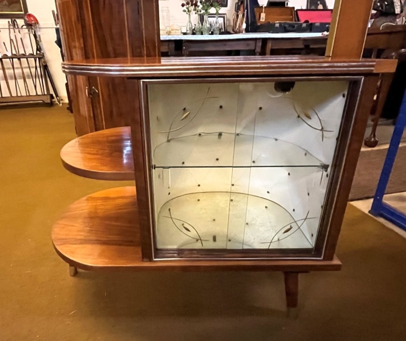 Mid Century Walnut Cocktail Cabinet / Floor Light by Wilhelm Krechlok Kg