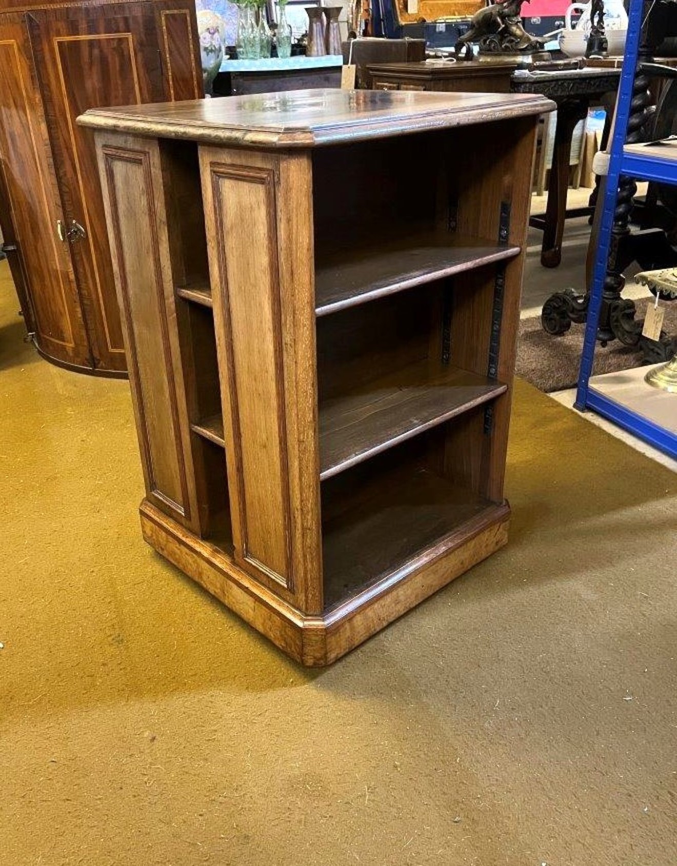 Antique Walnut Revolving Bookcase with Adjustable Shelves