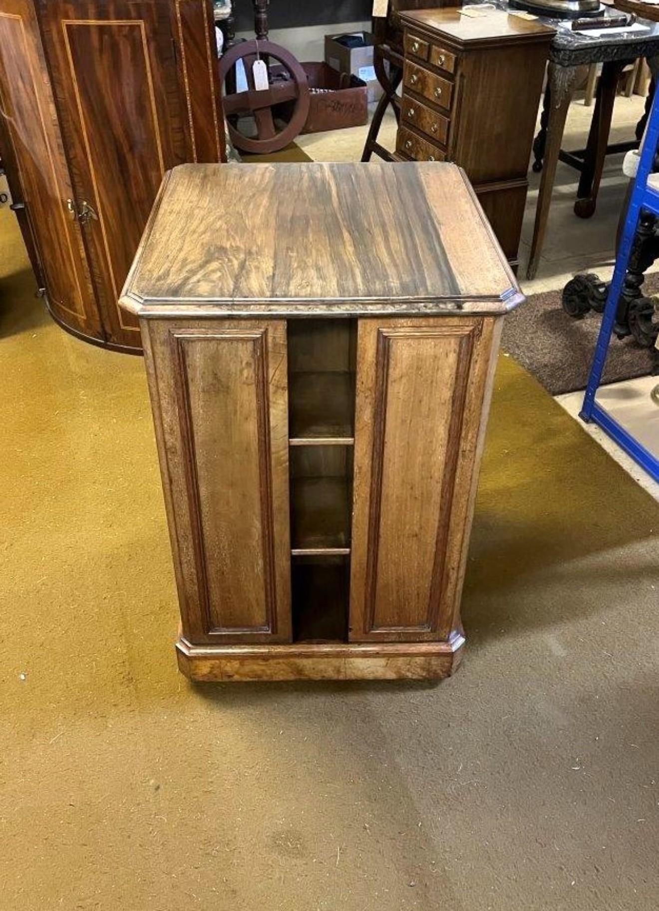 Antique Walnut Revolving Bookcase with Adjustable Shelves