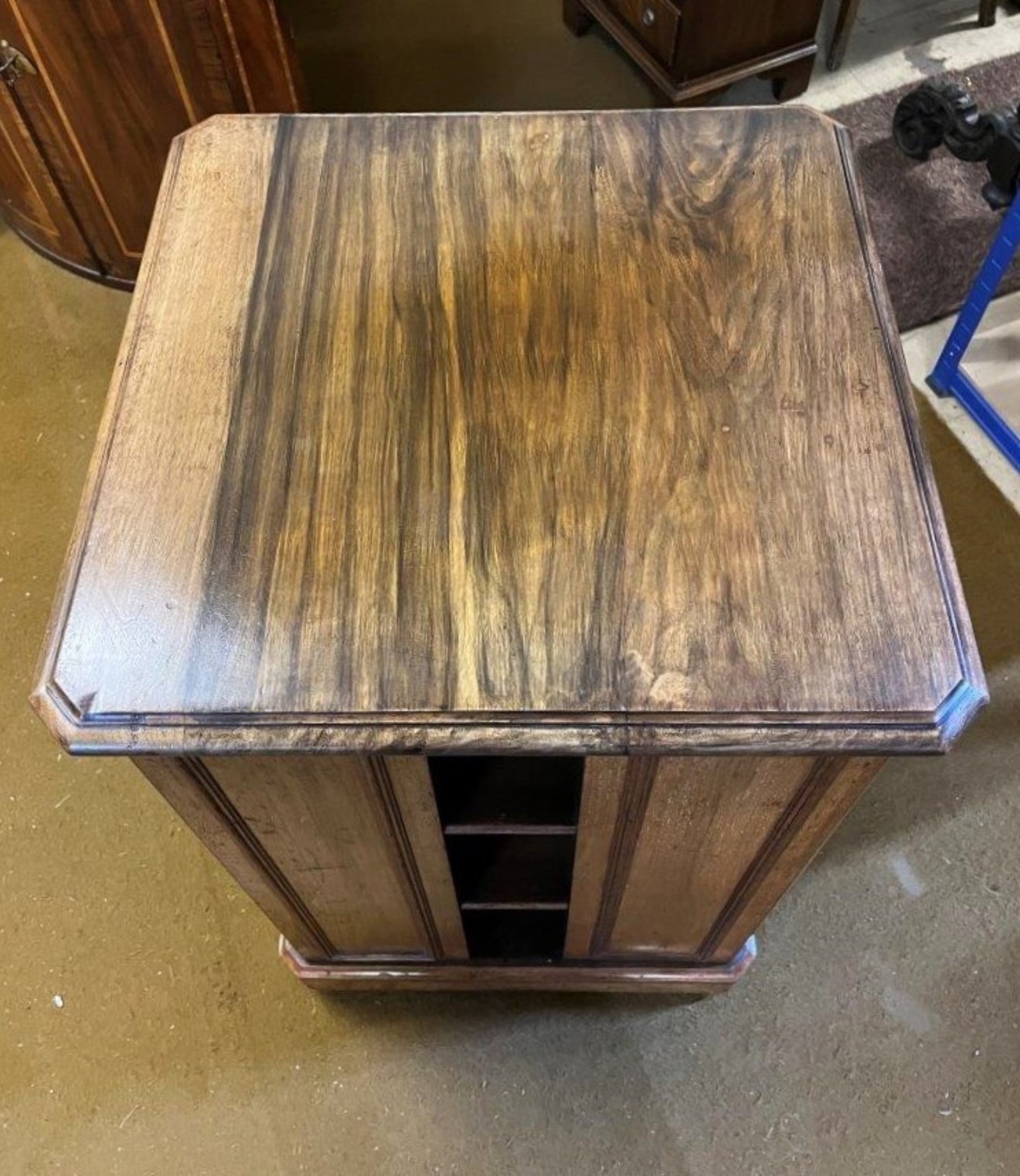 Antique Walnut Revolving Bookcase with Adjustable Shelves
