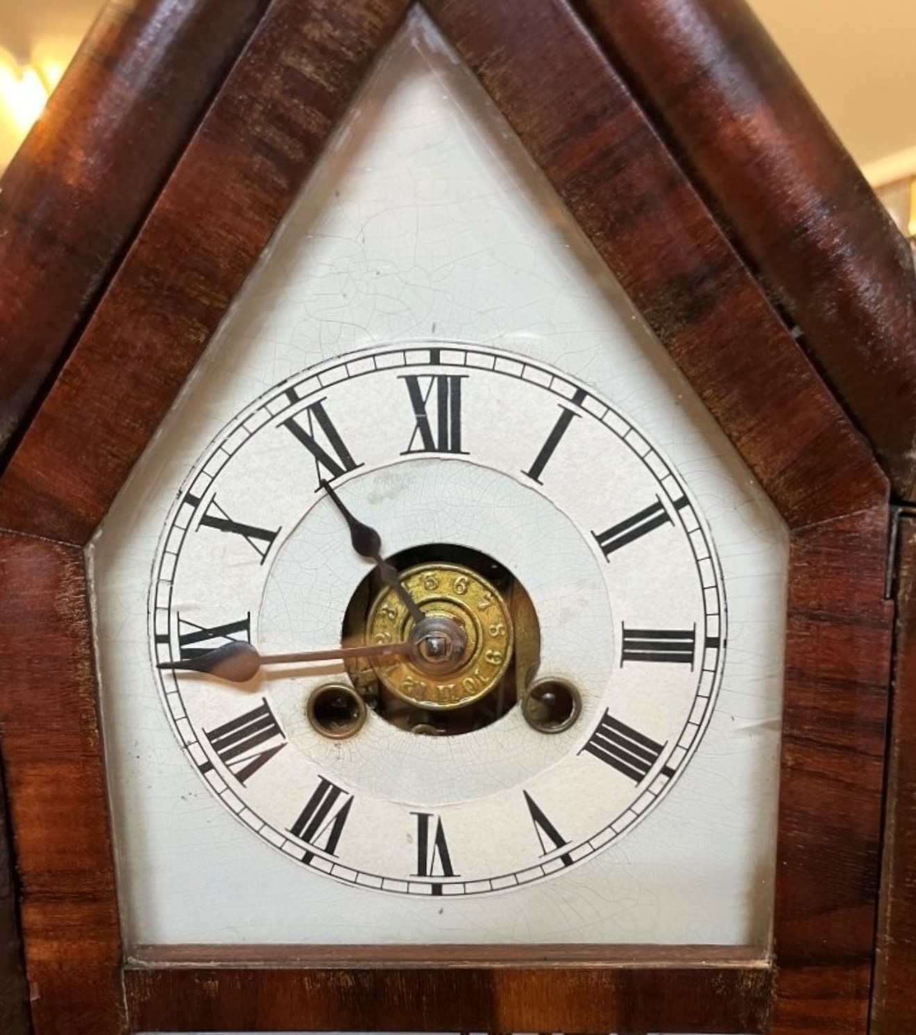 Victorian Sharp Gothic Steeple Mantel Clock with Alarm by Jerome & Co New Haven USA
