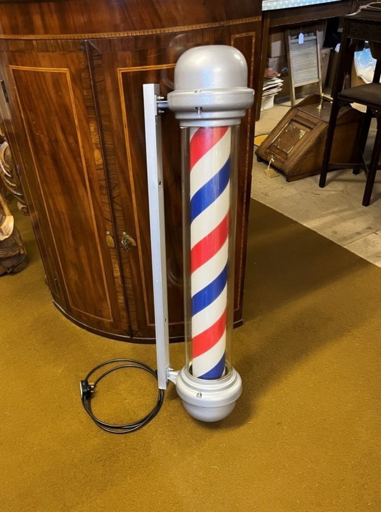 Vintage Barbers Pole Rotating Illuminated Sign