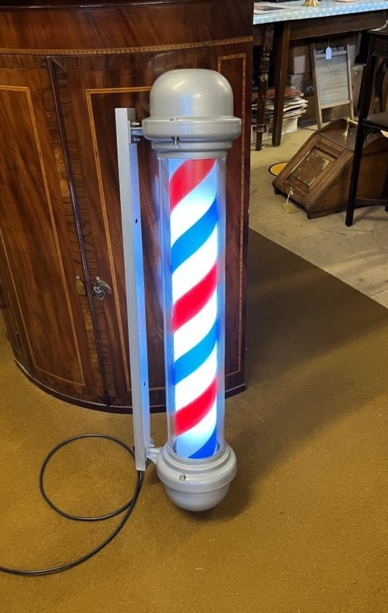 Vintage Barbers Pole Rotating Illuminated Sign