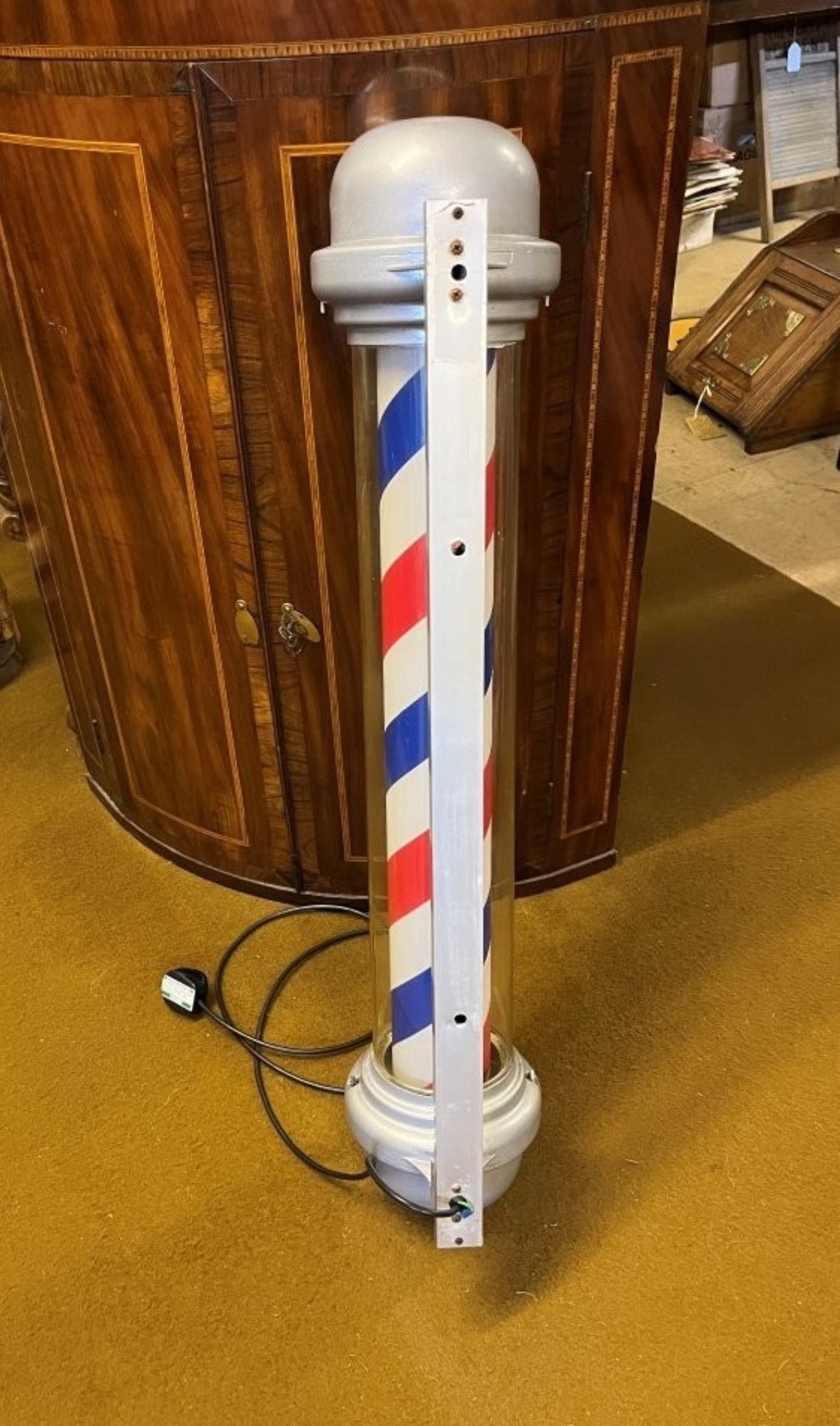 Vintage Barbers Pole Rotating Illuminated Sign