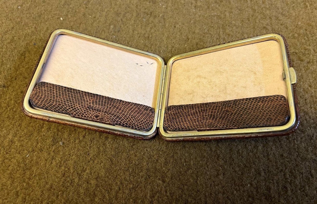 Vintage Leather Faux Snakeskin Card Case Monogramed JR
