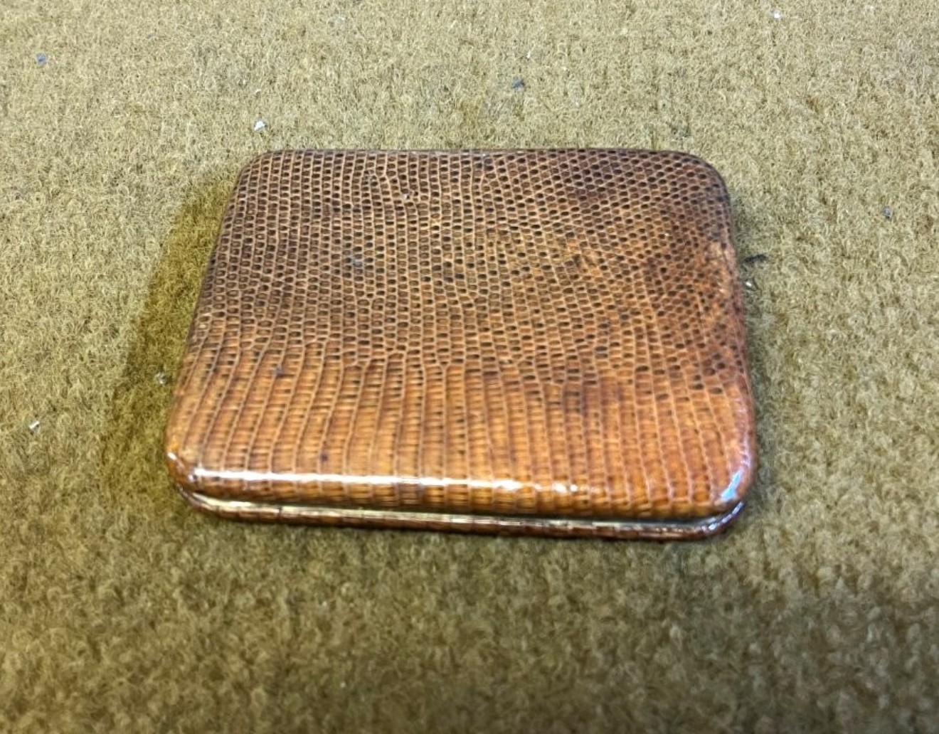 Vintage Leather Faux Snakeskin Card Case Monogramed JR