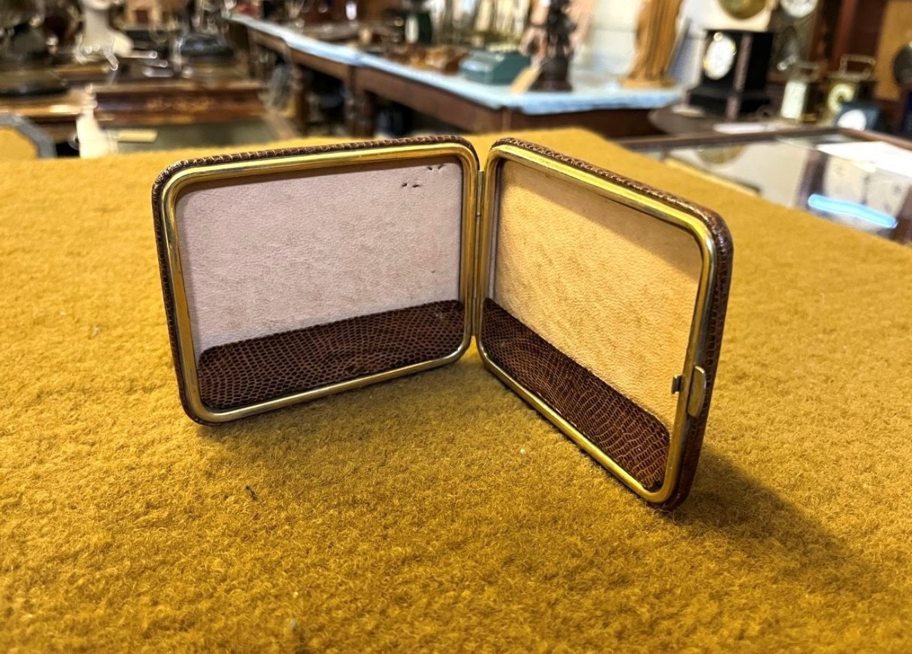 Vintage Leather Faux Snakeskin Card Case Monogramed JR