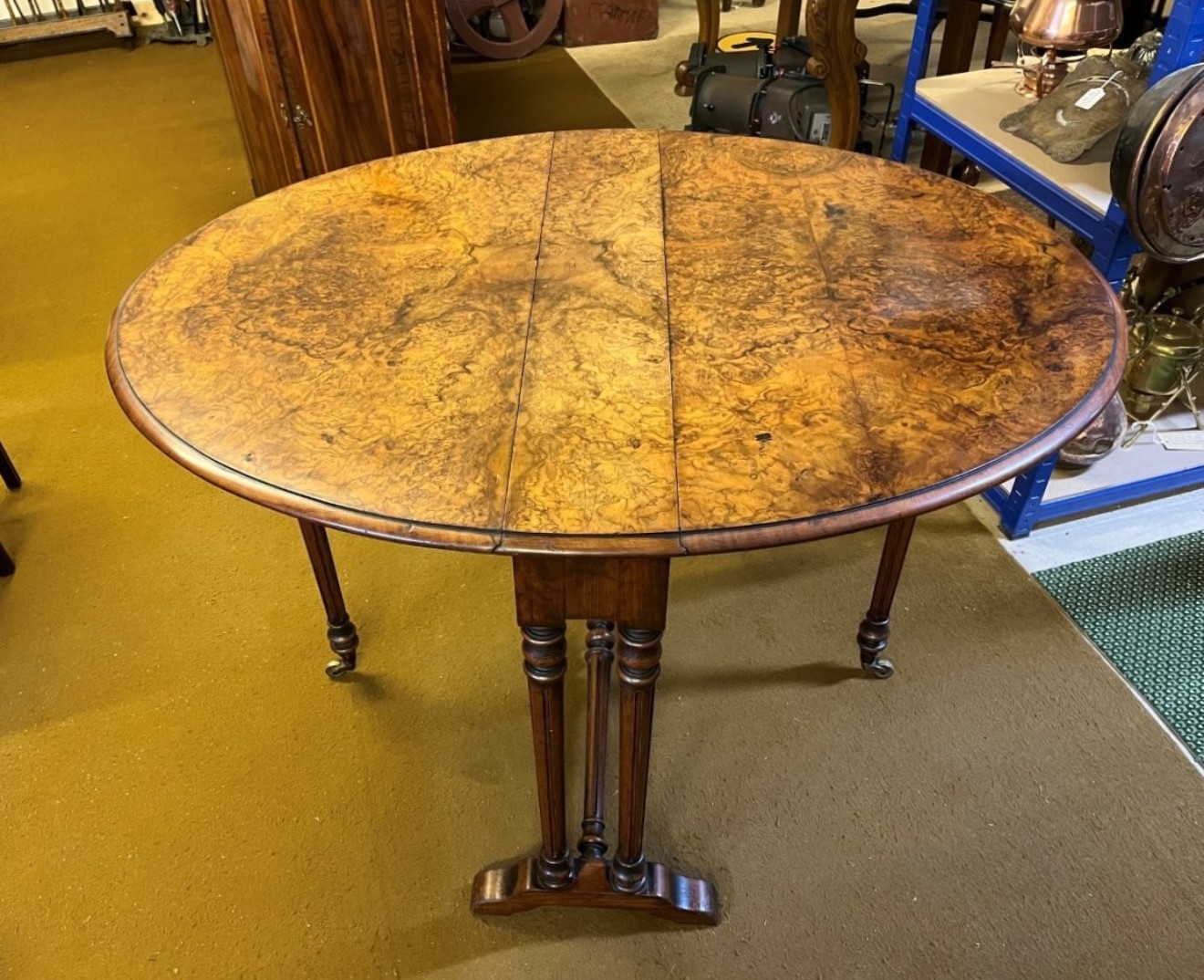 Victorian Oval Burr Walnut Sutherland Table