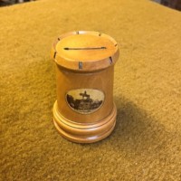 Antique Mauchline Ware Penny Bank "Edinburgh, Albert Statue"