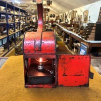 Vintage Red Roadworkers Danger Paraffin Lamp