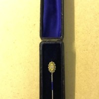 Antique Cased 15 Carat Gold Pearl Stick Pin