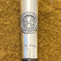 Antique St John's Ambulance Brigade Swagger Stick with Sterling Silver Top and Tip