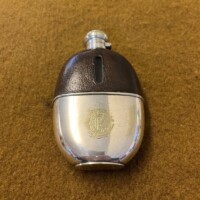 Antique Silver Plated Leather Bound Spirit Flask by Mappin Brothers London