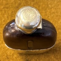 Antique Silver Plated Leather Bound Spirit Flask by Mappin Brothers London