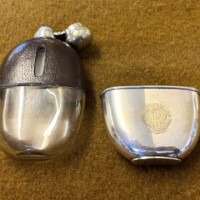 Antique Silver Plated Leather Bound Spirit Flask by Mappin Brothers London