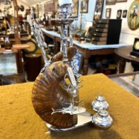 Vintage Anglo Indian Ram Horn Inkwell / Pen Rest