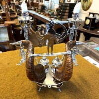 Vintage Anglo Indian Ram Horn Inkwell / Pen Rest