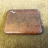 Vintage Leather Faux Snakeskin Card Case Monogramed JR