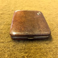 Vintage Leather Faux Snakeskin Card Case Monogramed JR
