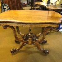 Late Victorian Walnut Folding Cradle Base Gaming Table