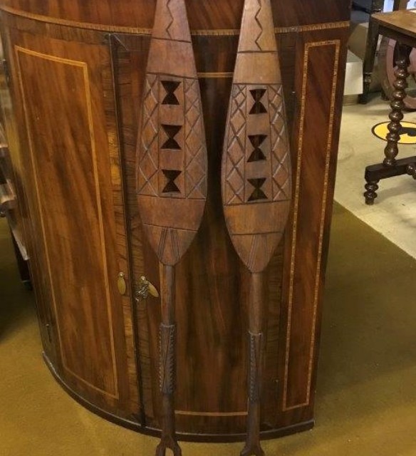 Pair of West African Ceremonial Hardwood Paddles