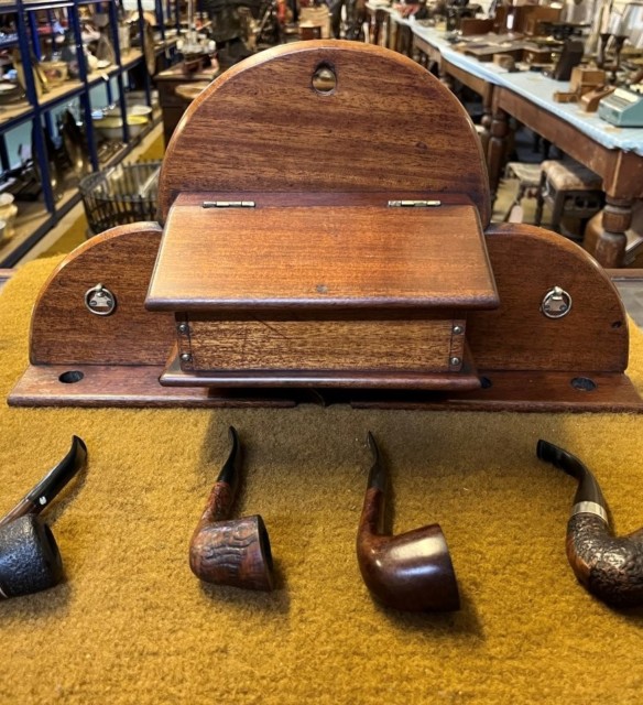 Vintage Mahogany Wall Hanging Pipe Rack