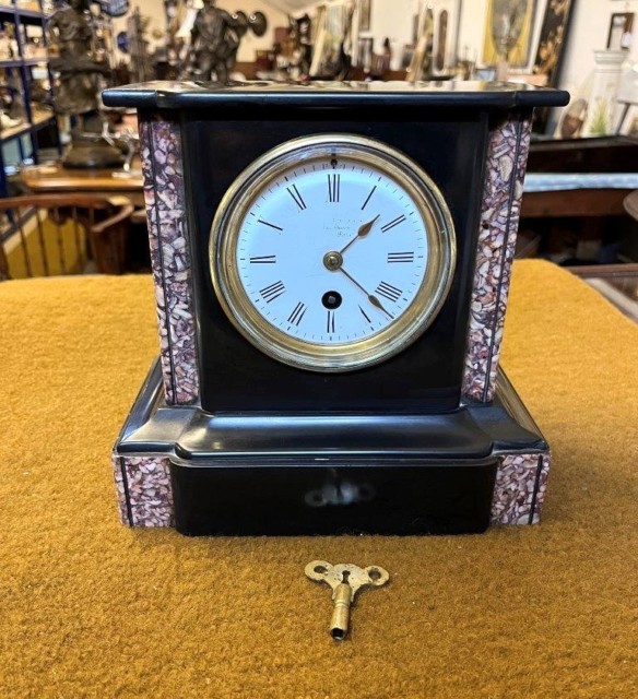 Antique Slate and Marble Mantel Clock