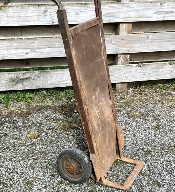 Vintage Metal Porters Sack Barrow with Sheet Metal Backing