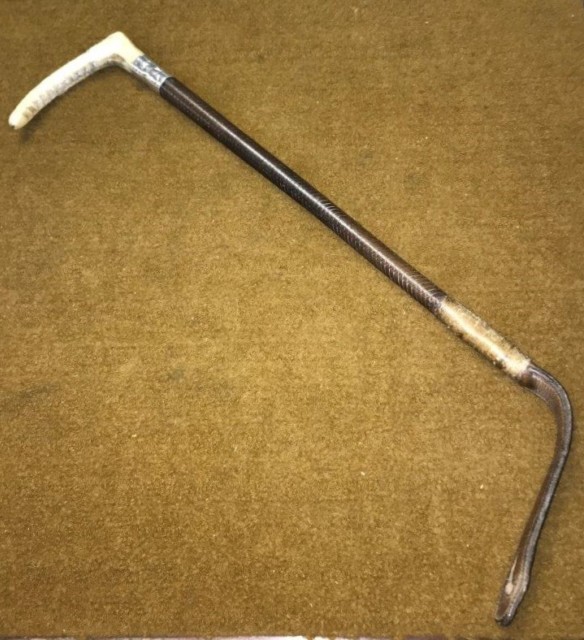 Vintage Swaine & Adeney Riding Crop with Silver Collar and Pin