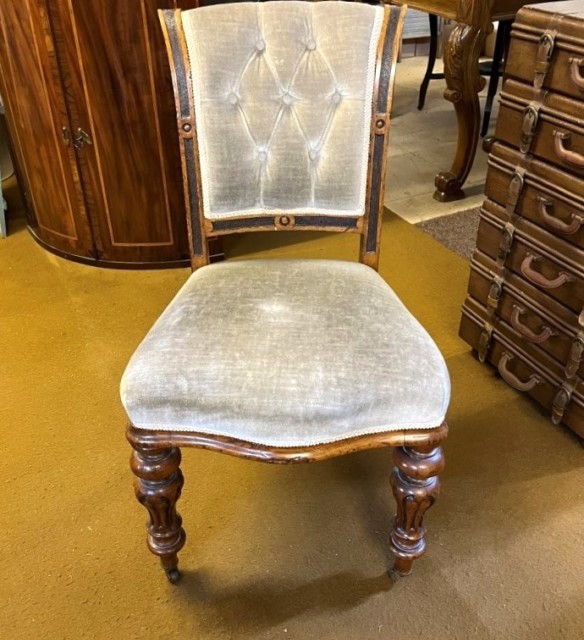 Victorian Walnut Button Back Hall / Side Chair by A Blain Liverpool