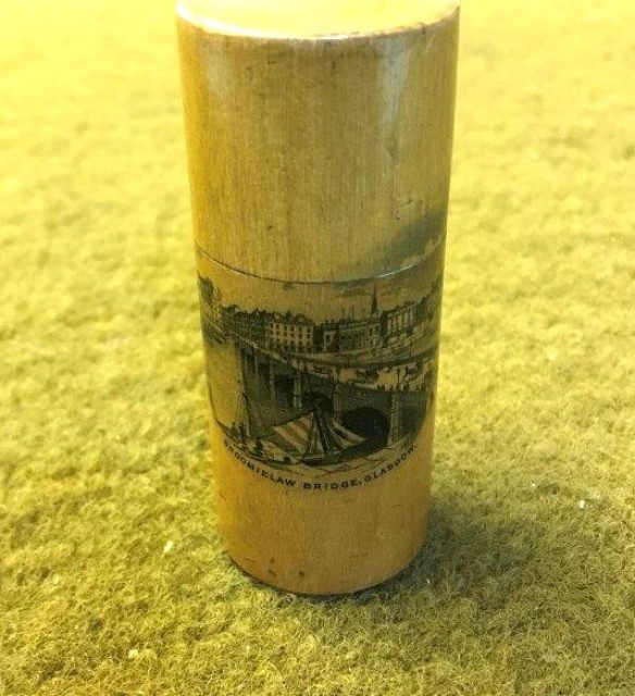 Antique Mauchline Ware Sewing Needle Box Broomielaw Bridge Glasgow