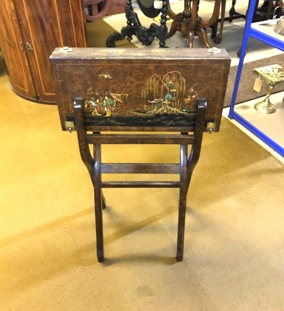 Rare Vintage Chinoiserie Folding Backgammon Table