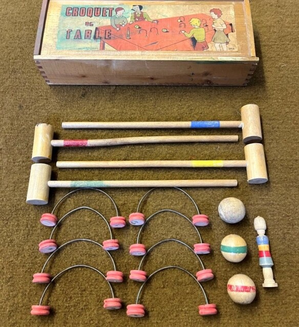 Vintage French Croquet de Table Table Top Croquet Set