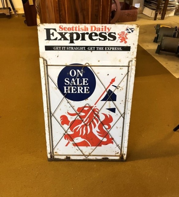 Vintage Scottish Daily Express Newsagents Advertising Sign