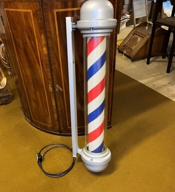 Vintage Barbers Pole Rotating Illuminated Sign