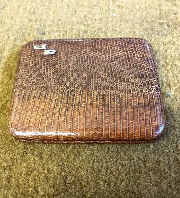 Vintage Leather Faux Snakeskin Card Case Monogramed JR